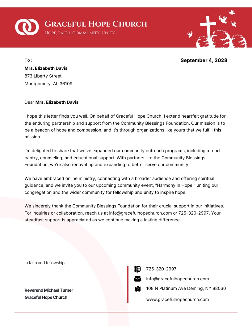 Simple Red Church Letterhead Venngage