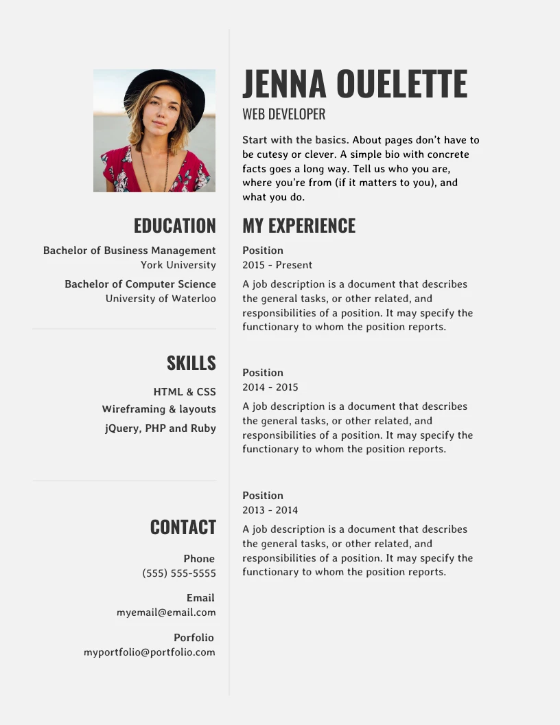 Modern Simple Resume Template Venngage