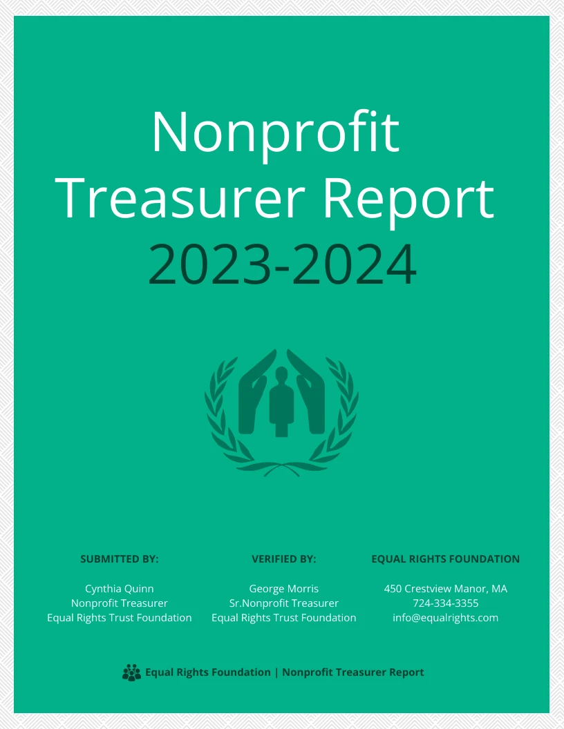 Equal Rights Nonprofit Treasurer Report Example Template Venngage