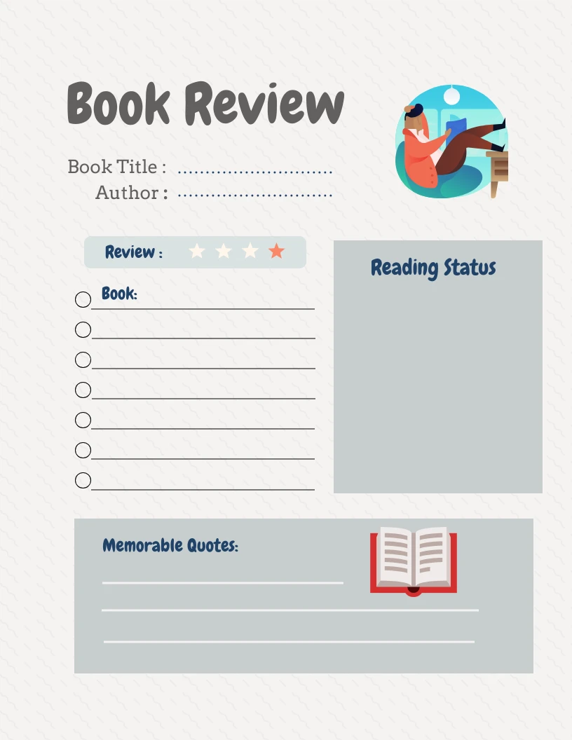 Modern Simple Grey Book Review Schedule Template Venngage