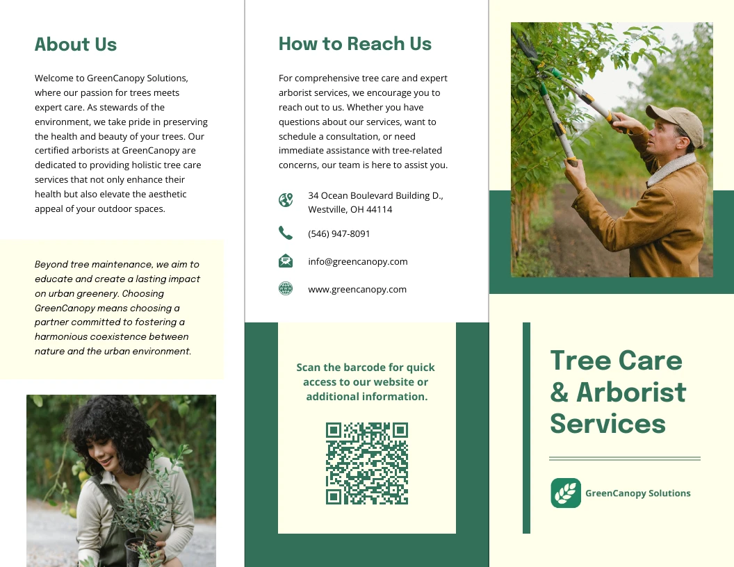 Tree Care Arborist Services Brochure Template Venngage