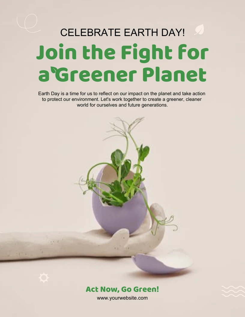 Beige And Green Earth Day Campaign Poster Venngage