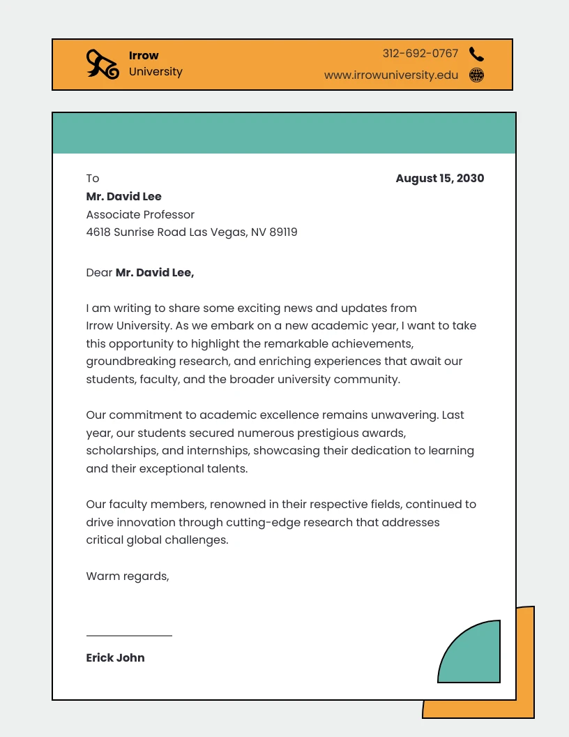 Simple Orange And Green University Letterhead Venngage