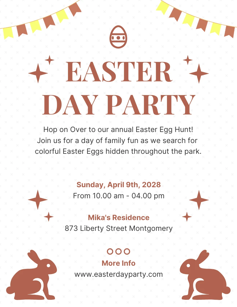 White Modern Playful Illustration Easter Day Party Invitation Venngage