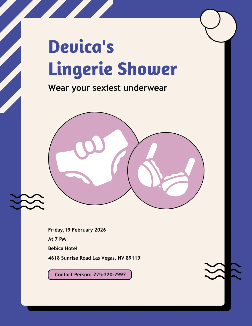 Blue And Cream Lingerie Shower Invitation Venngage