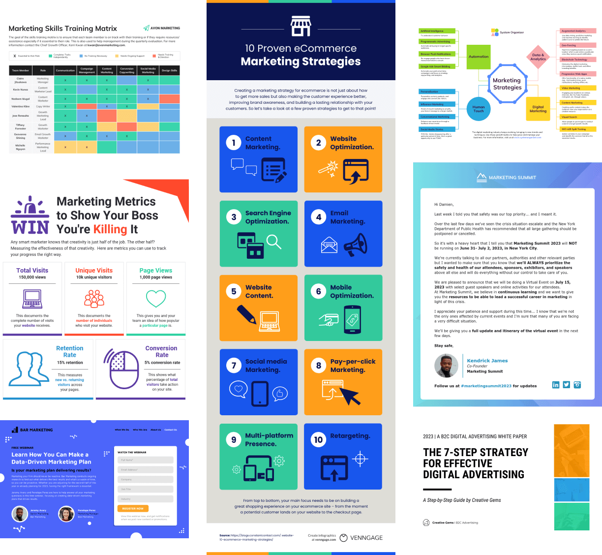 Collage of various template examples available