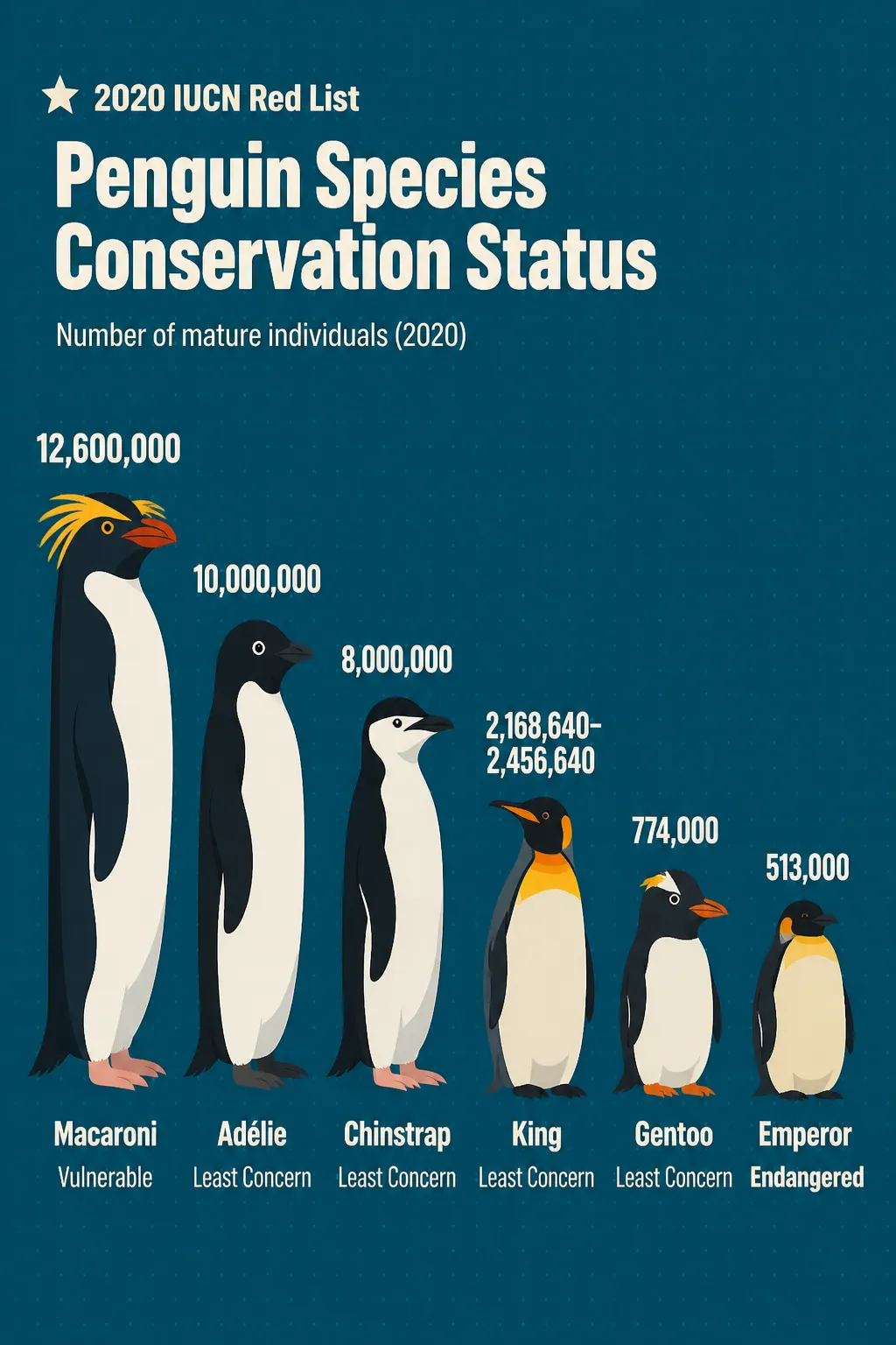 Design an object-as-scale infographic where illustrated subjects replace bars and scale proportionally by value. Arrange them largest to smallest on a shared baseline, with bold values above and category labels below. Use consistent editorial illustrations, a strong headline, dark textured background, and no axes, bars, or gridlines for a clear pictorial comparison.