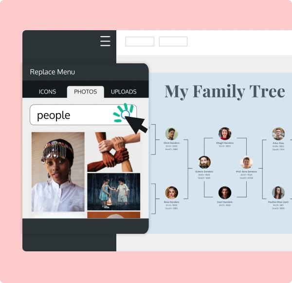 Scegli tra i nostri modelli di albero genealogico personalizzabili