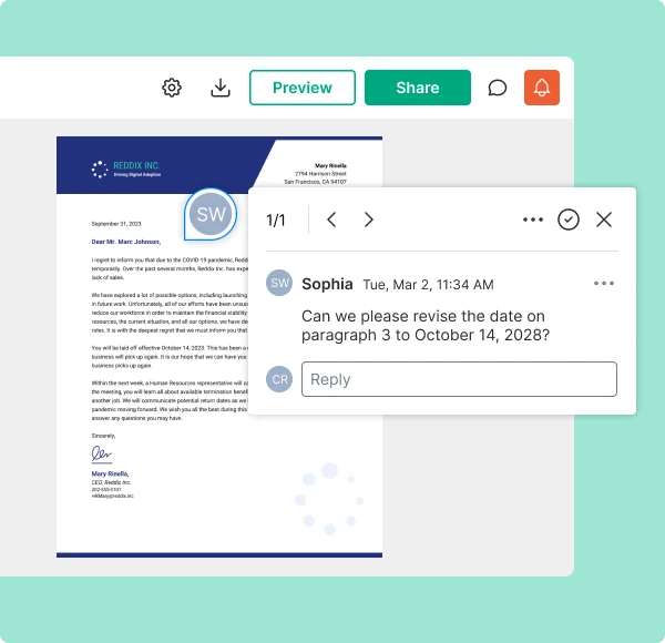 Comment and collaborate in real-time with our online letterhead maker
