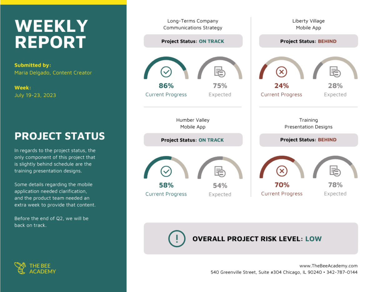 Horizontal Weekly Reporting Template template