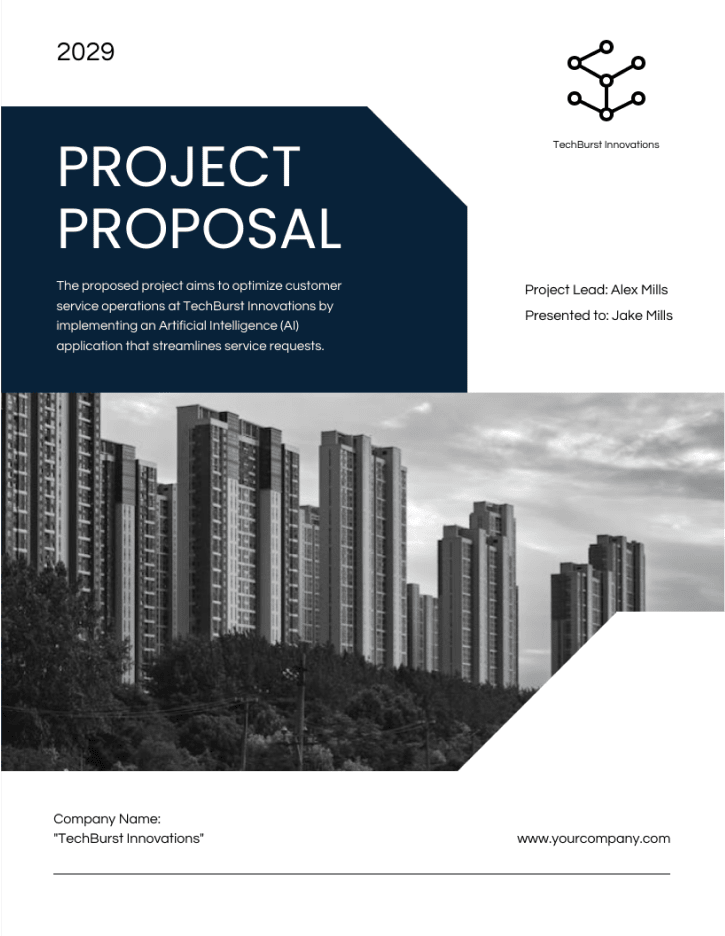 Create Simple White And Blue Project Proposal Template