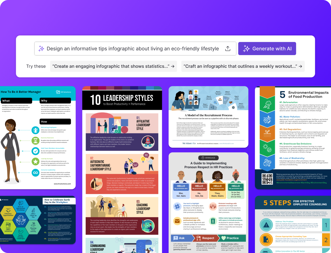 Trasforma semplice testo in infografiche straordinarie—chiare, coinvolgenti e istantanee