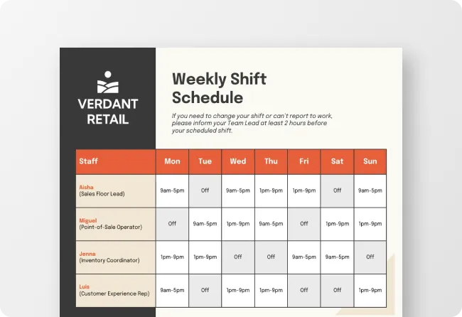 Retail Schedule Generator