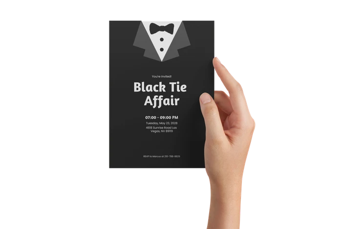 modelli di invito per cravatta nera