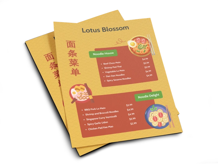 chinese menu templates