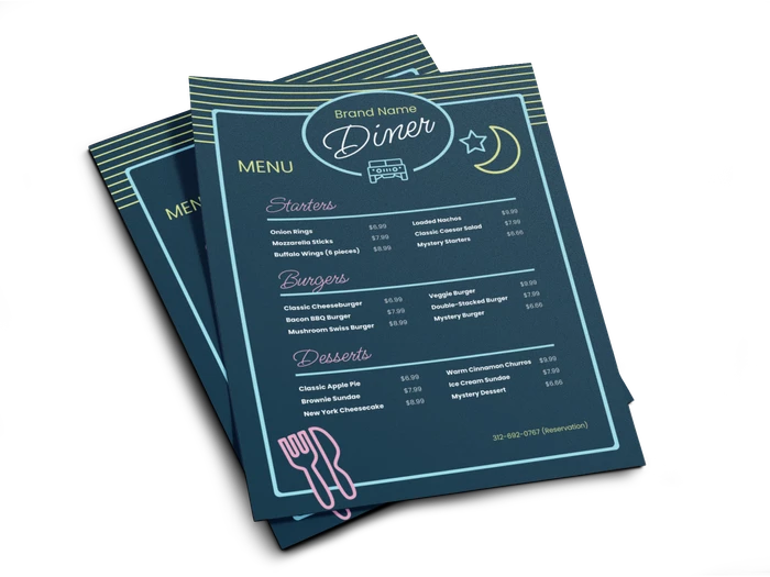 diner menu templates