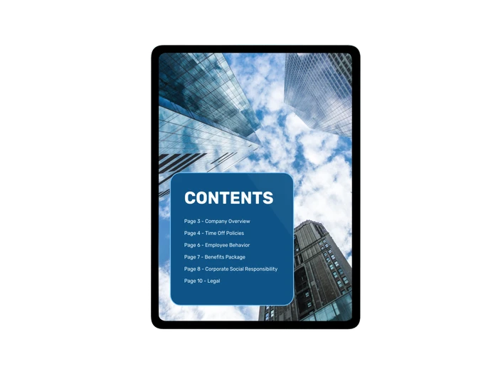 employee handbooks table of contents templates