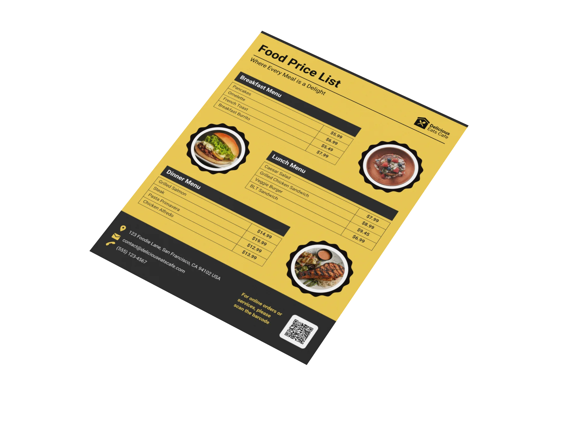 food and beverage list templates