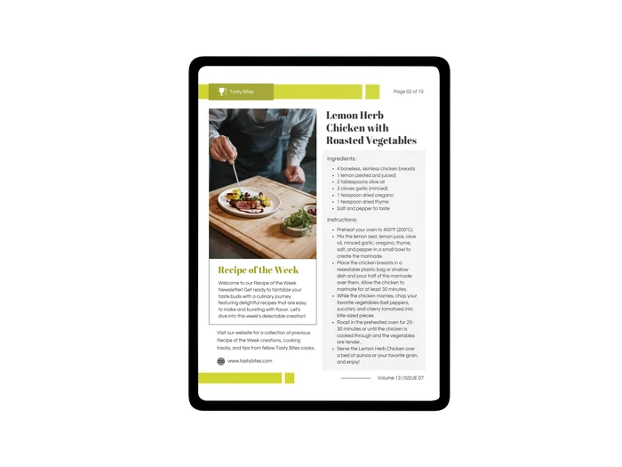 food and culinary newsletter templates