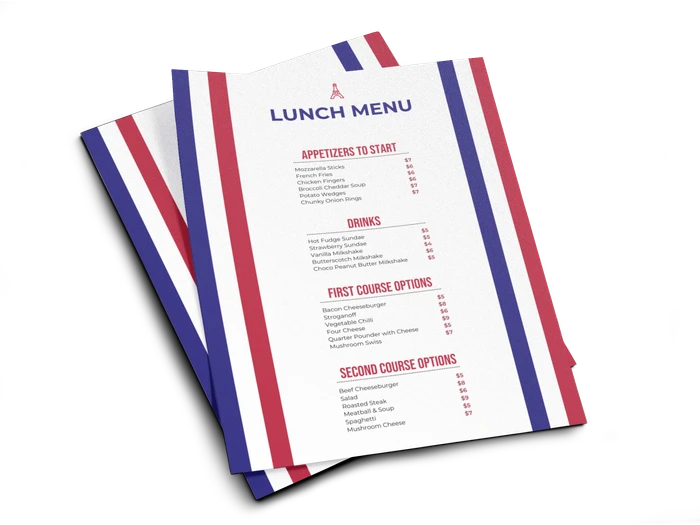 french menu templates