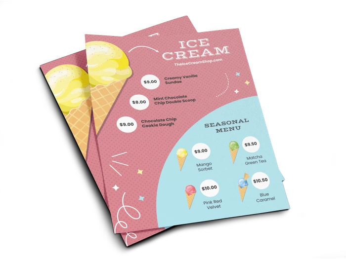 ice cream menu templates