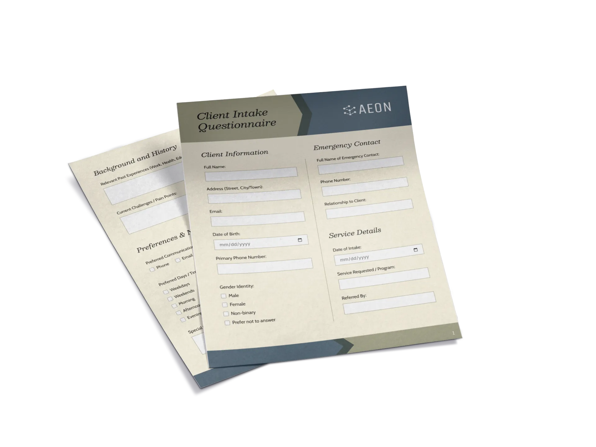 Vorlagen für Aufnahmeformulare