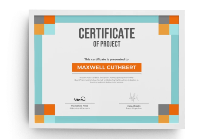plantillas de certificados de proyectos