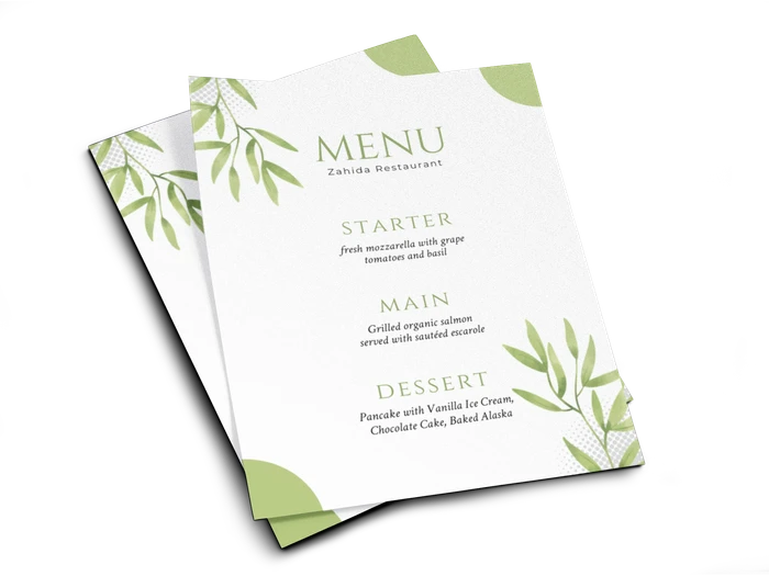simple menu templates