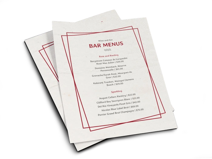 wine menu templates