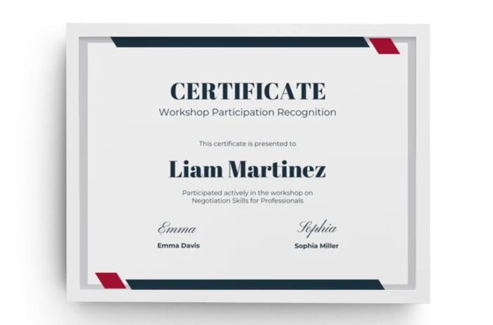 modelos de certificado de workshop