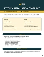 Kitchen Installation Contract Template - Página 1