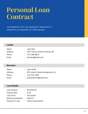 Blue and Yellow Minimalist Loan Contracts - Page 1