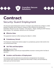 Security Guard Employment Contract Template - Seite 1