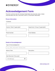 Acknowledgement Form Template - Página 1