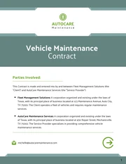 Vehicle Maintenance Contract Template - Pagina 1