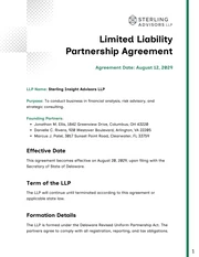 Limited Liability Partnership Agreement Template - Pagina 1