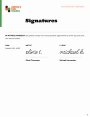 Tattoo Artist Contract Template - صفحة 5