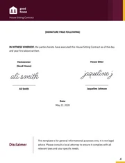 House Sitting Contract Template - page 4