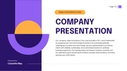 Purple And Yellow Geometric Company Presentation - page 1