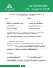 Green and White Corporate Joint Venture Agreement - Page 1