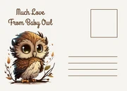 Beige Simple Aesthetic Owl Character Love Postcard - Page 2