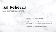 White Modern Marble Aesthetic Lash Business Card - Page 2