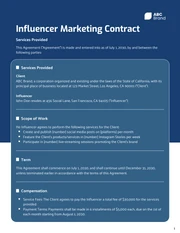 Influencer Marketing Contract Template - Pagina 1