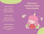 Purple And Green Playful Cheerful Illustration Girls Celebrate Birthday Presentation - page 4