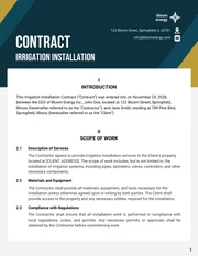 Irrigation Installation Contract Template - Page 1