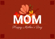 Red Minimalist Pattern Floral Happy Mother's Day Postcard - Seite 1