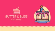 Pink And Yellow Cute Illustration Cake Business Card - Page 1