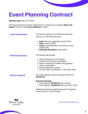 Event Planning Contract Template - Seite 1