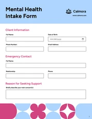 Free Mental Health Intake Form Template - Seite 1