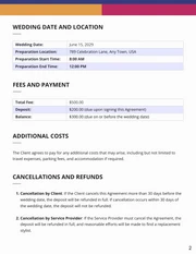 Bridal Hair Contract Template Free - page 2